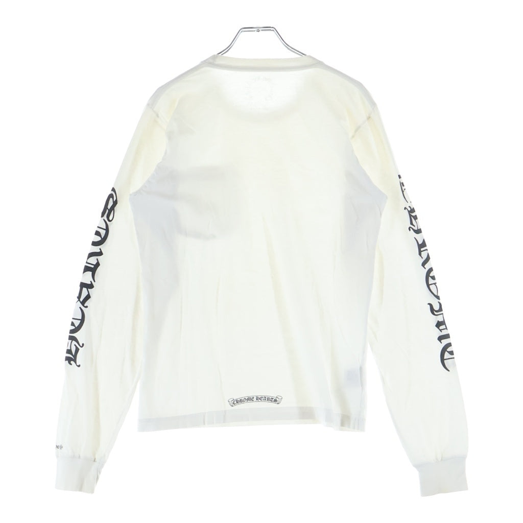 CHROME HEARTS(クロムハーツ) NECK LOGO LONG SLEEVE TEE ネックロゴ バックスクロールラベル ロングスリーブ 長袖Tシャツ カットソー ロンT 袖プリント ホワイト レディース