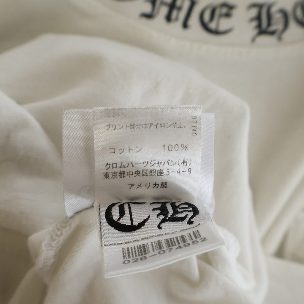 CHROME HEARTS(クロムハーツ) NECK LOGO LONG SLEEVE TEE ネックロゴ バックスクロールラベル ロングスリーブ 長袖Tシャツ カットソー ロンT 袖プリント ホワイト レディース