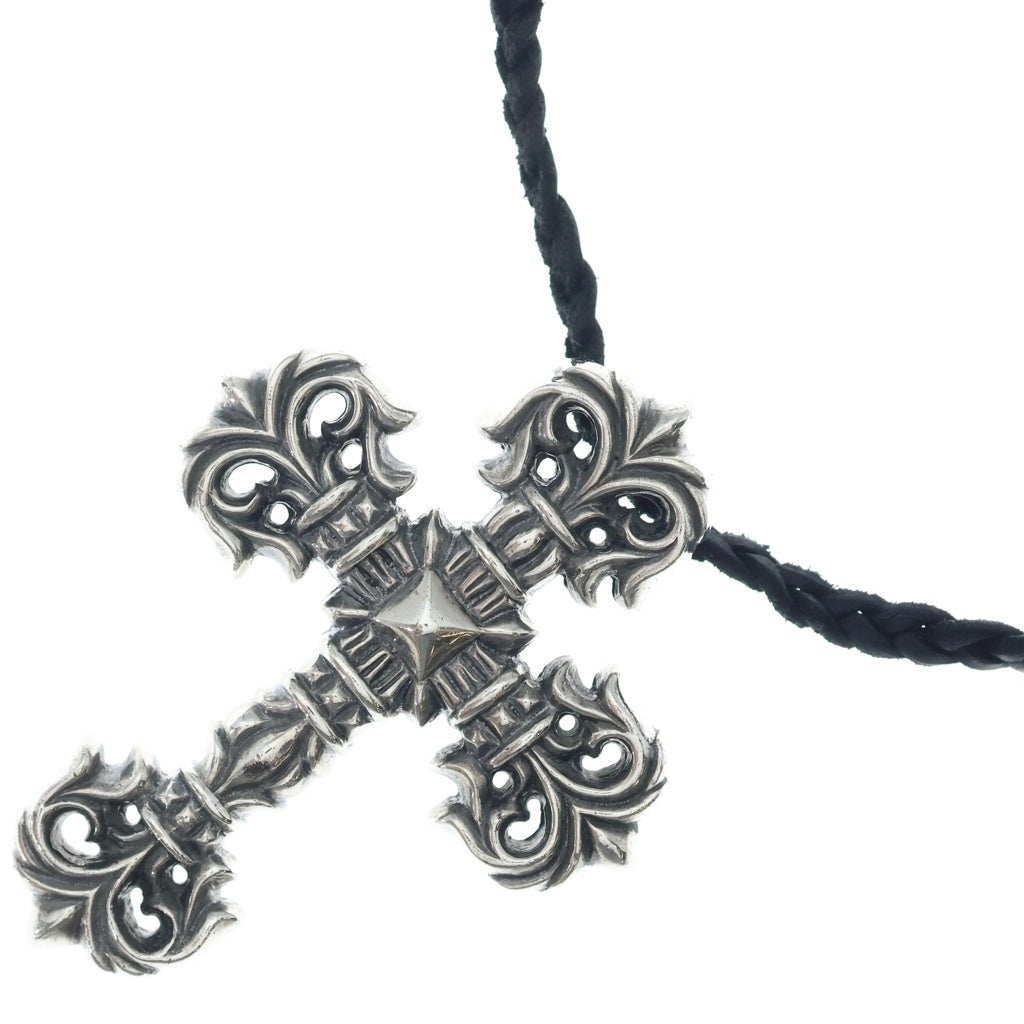 CHROME HEARTS(クロムハーツ) FILIG CROSS SM フィリグリー クロス レザーブレイド ネックレス シルバー