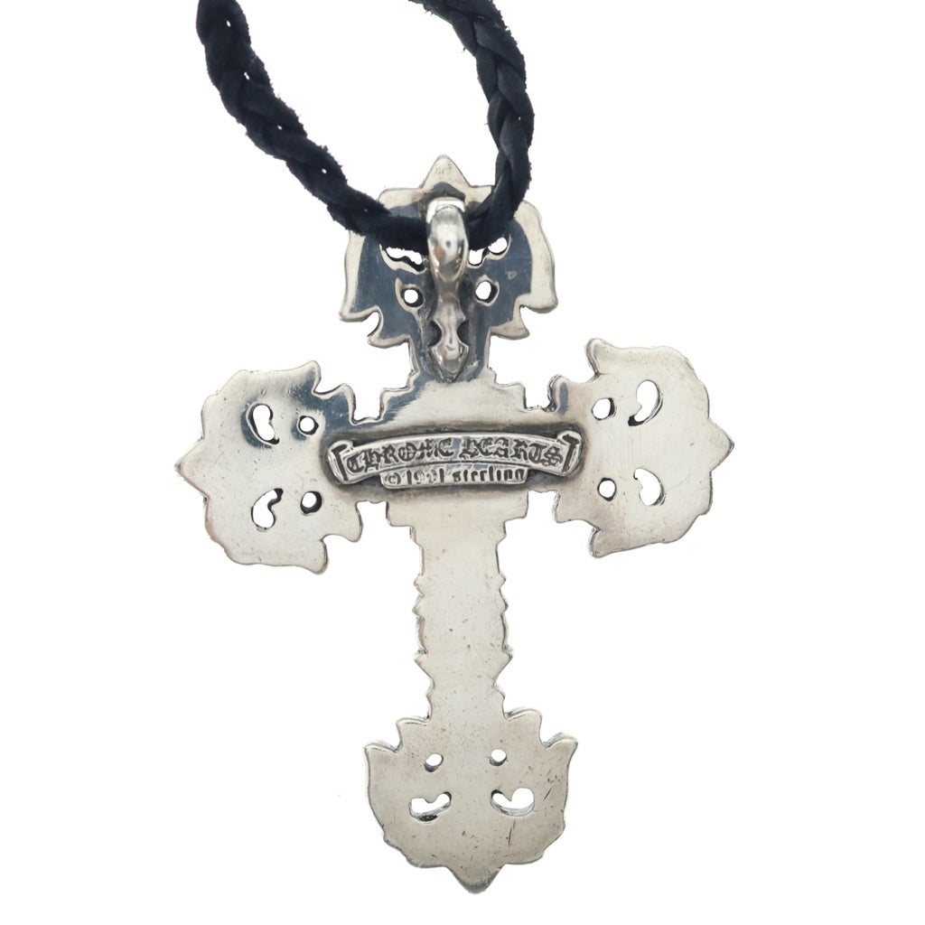 CHROME HEARTS(クロムハーツ) FILIG CROSS SM フィリグリー クロス レザーブレイド ネックレス シルバー