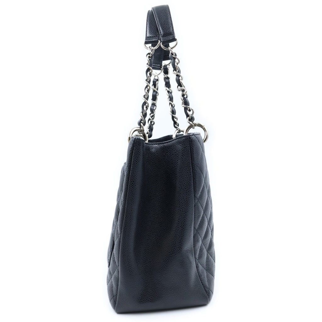 CHANEL(シャネル) ココマーク マトラッセ グランドショッピング キャビアスキン シルバー金具 チェーン トートバッグ ハンドバッグ ブラック レディース