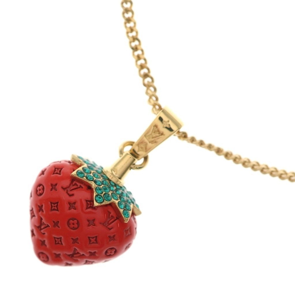 LOUIS VUITTON(ルイヴィトン) LVフルーツ ストロベリー ネックレス レッド×ゴールド メタル GP MP3278 レディース