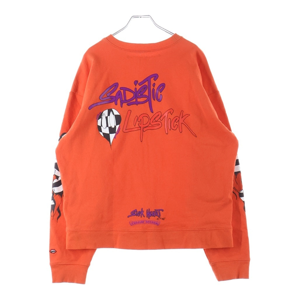 CHROME HEARTS(クロムハーツ) 23SS ×MATTY BOY SPARK THE HEART SWTSHRT マッティボーイ プロスパーク ザ ハート プリント コットン クルーネック スウェットトレーナー #L レッド レディース