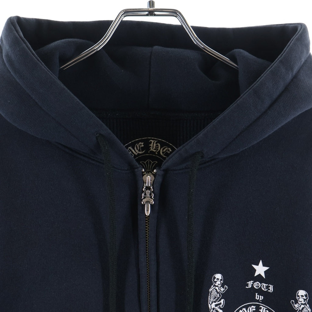 CHROME HEARTS(クロムハーツ) FOTI フォティ CHプラス マハリア スカル コットン 長袖 フーディー ジップパーカー ジップアップパーカー #S ブラック レディース