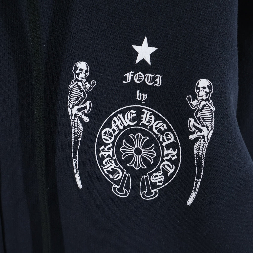 CHROME HEARTS(クロムハーツ) FOTI フォティ CHプラス マハリア スカル コットン 長袖 フーディー ジップパーカー ジップアップパーカー #S ブラック レディース