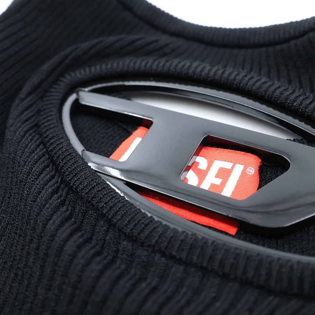 DIESEL(ディーゼル) メタルロゴニット レーヨン×ポリエステル ベアトップ チューブトップ #XS ブラック レディース