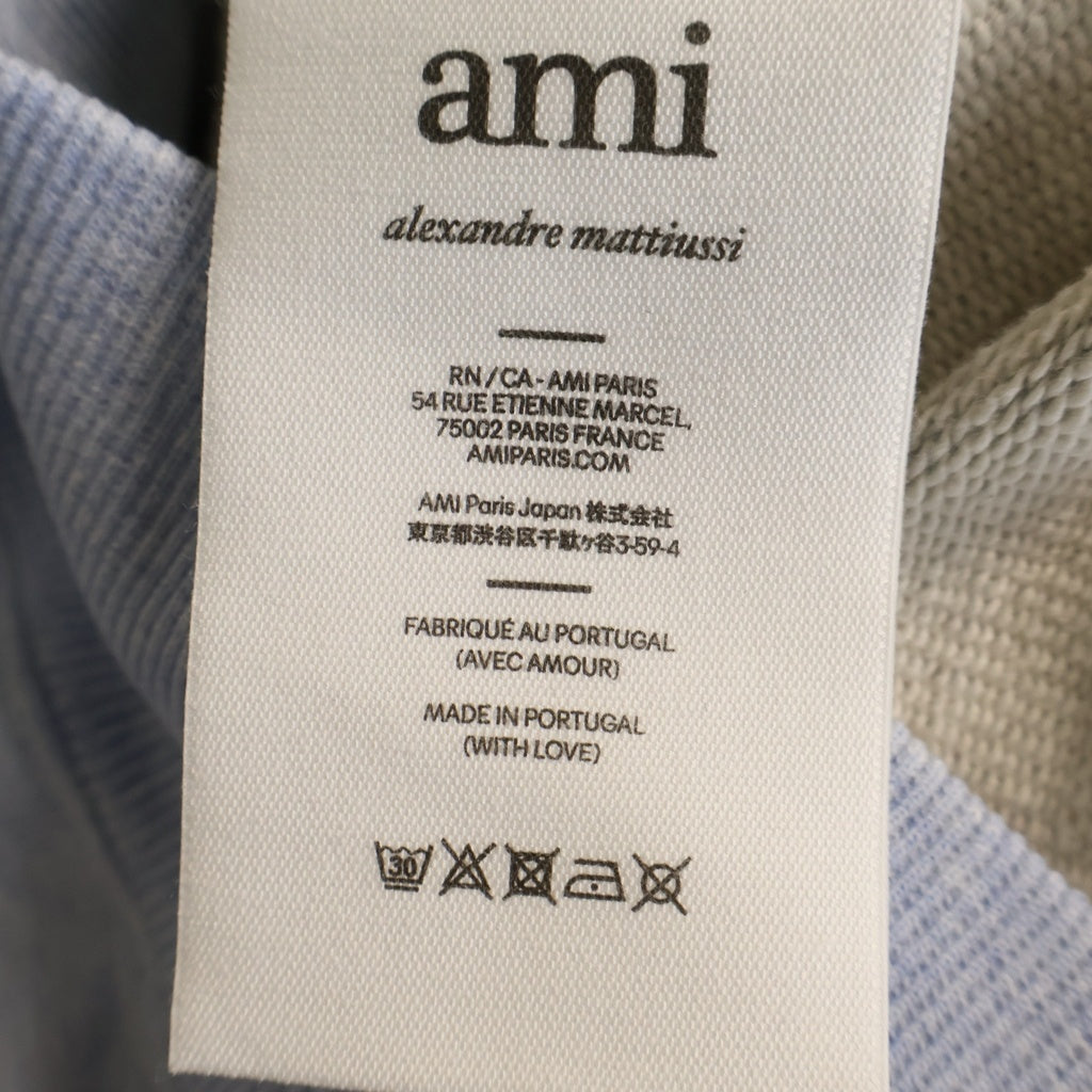 ami(アミ) AMI DE COEUR ハートロゴ コットン クルーネック スウェットトレーナー #XS ブルー BFUSW005.747