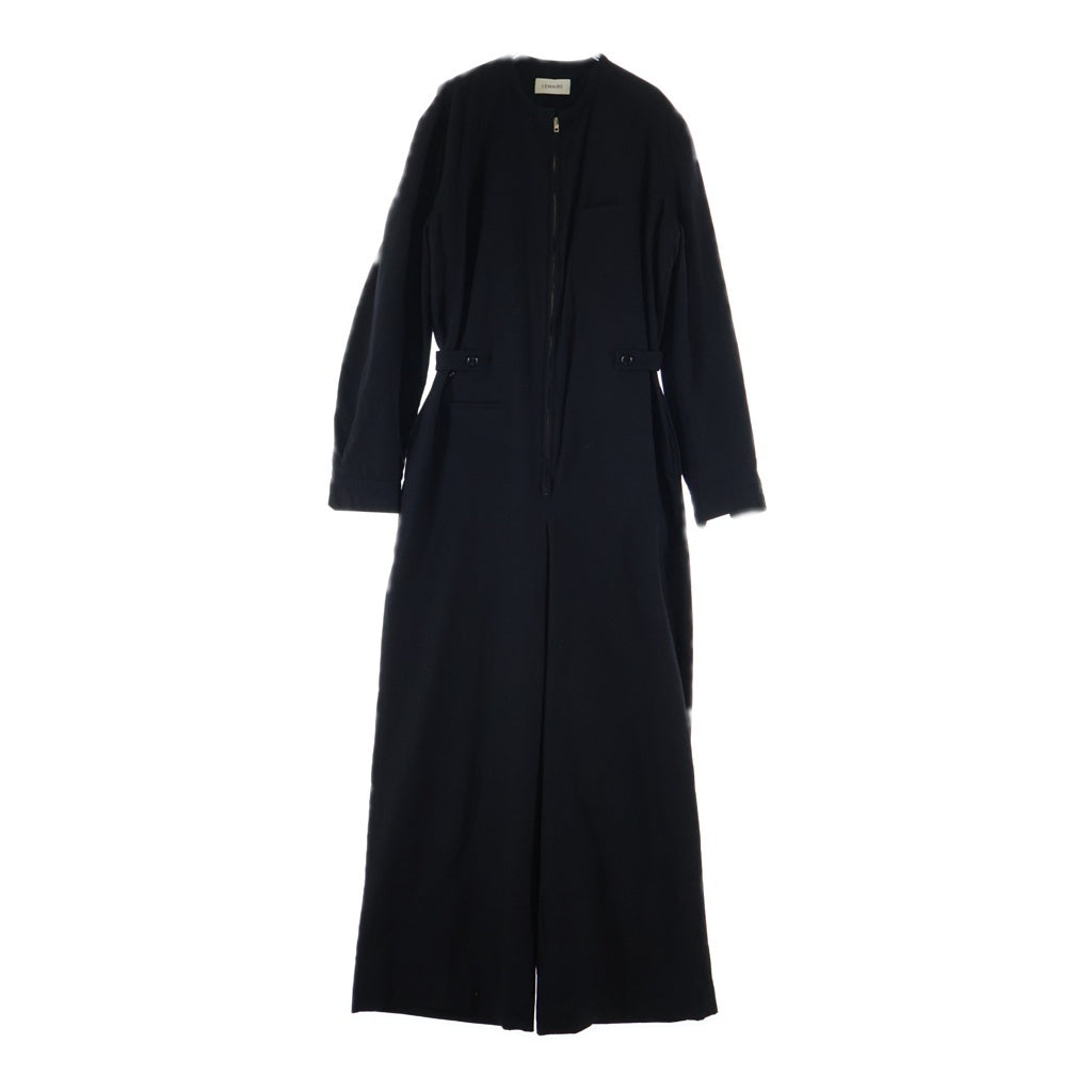 LEMAIRE(ルメール) Jumpsuit ジャンプスーツ オールインワン コットン ジップアップ ギャザー ブラック W204 PA290 LF528