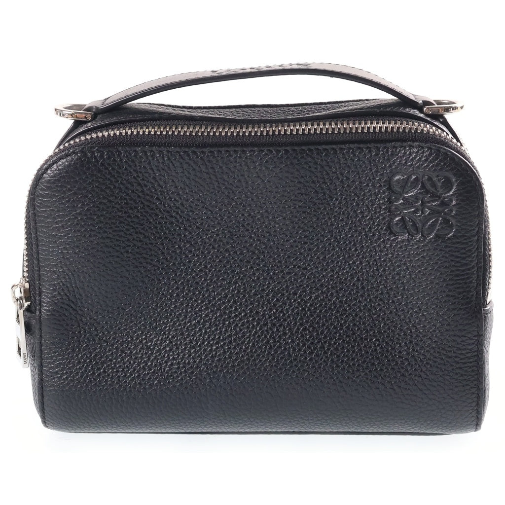 LOEWE(ロエベ) アナグラム カメラバッグ クロスボディバッグ ショルダーバッグ ブラック レザー シルバー金具 レディース