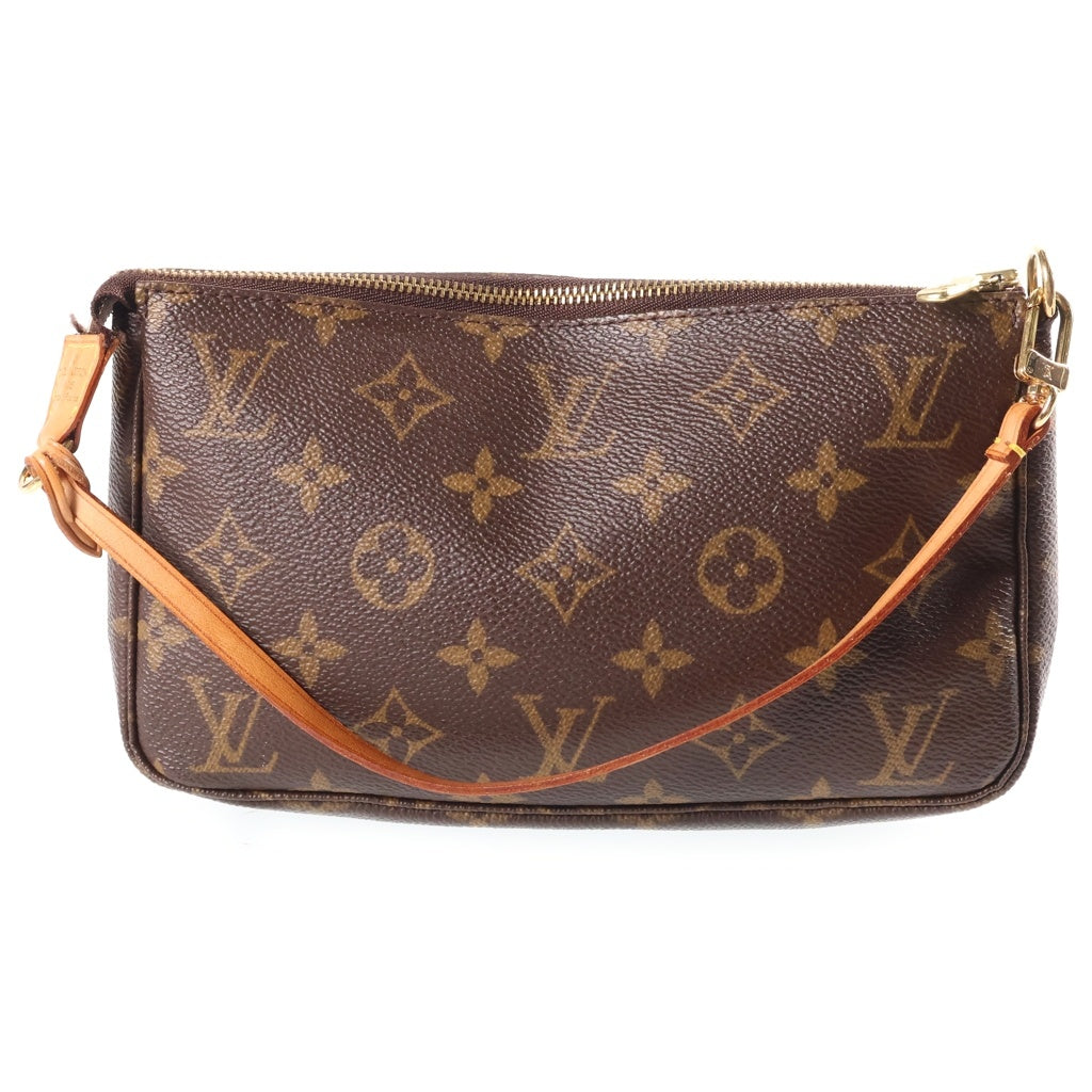 LOUIS VUITTON(ルイヴィトン) モノグラム ポシェットアクセソワール ハンドバッグ ポーチ ケース ブラウン レザー×PVC M51980 ゴールド金具 レディース