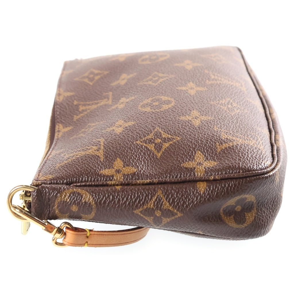 LOUIS VUITTON(ルイヴィトン) モノグラム ポシェットアクセソワール ハンドバッグ ポーチ ケース ブラウン レザー×PVC M51980 ゴールド金具 レディース
