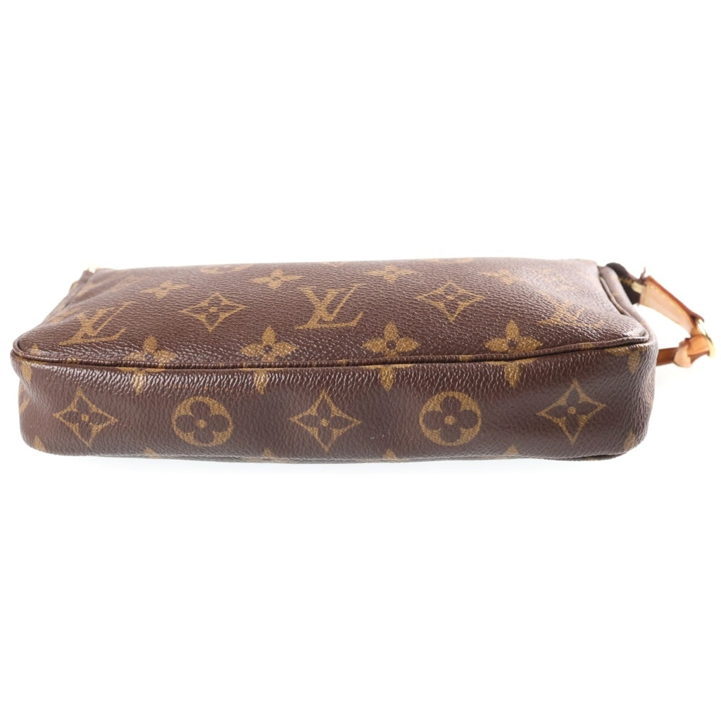 LOUIS VUITTON(ルイヴィトン) モノグラム ポシェットアクセソワール ハンドバッグ ポーチ ケース ブラウン レザー×PVC M51980 ゴールド金具 レディース