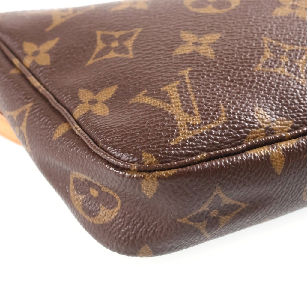 LOUIS VUITTON(ルイヴィトン) モノグラム ポシェットアクセソワール ハンドバッグ ポーチ ケース ブラウン レザー×PVC M51980 ゴールド金具 レディース