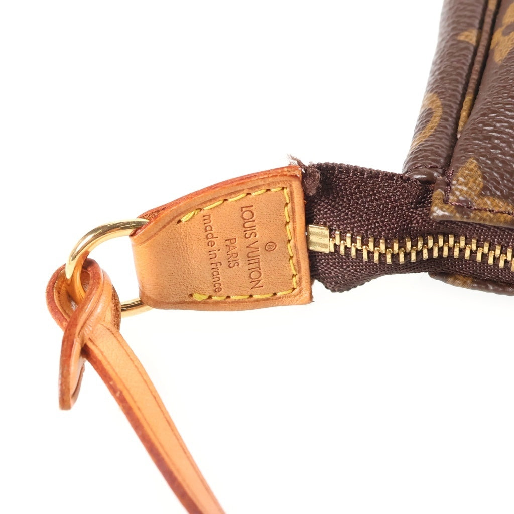 LOUIS VUITTON(ルイヴィトン) モノグラム ポシェットアクセソワール ハンドバッグ ポーチ ケース ブラウン レザー×PVC M51980 ゴールド金具 レディース