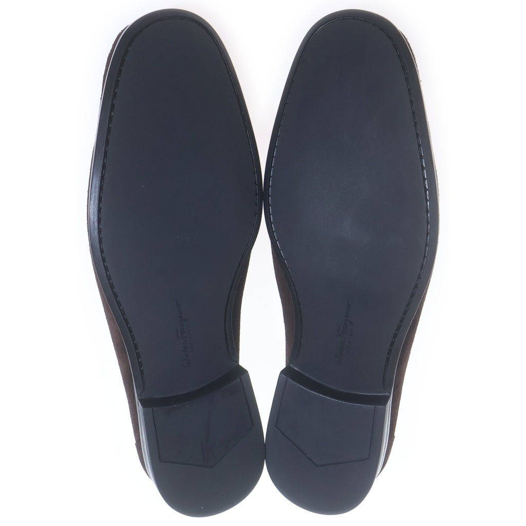 Salvatore Ferragamo(サルヴァトーレ フェラガモ) MAGNIFICO AMALFI SUEDE LOAFER スエードローファー シューズ ガンチーニ シルバー金具/ブラウン 0553960 レディース