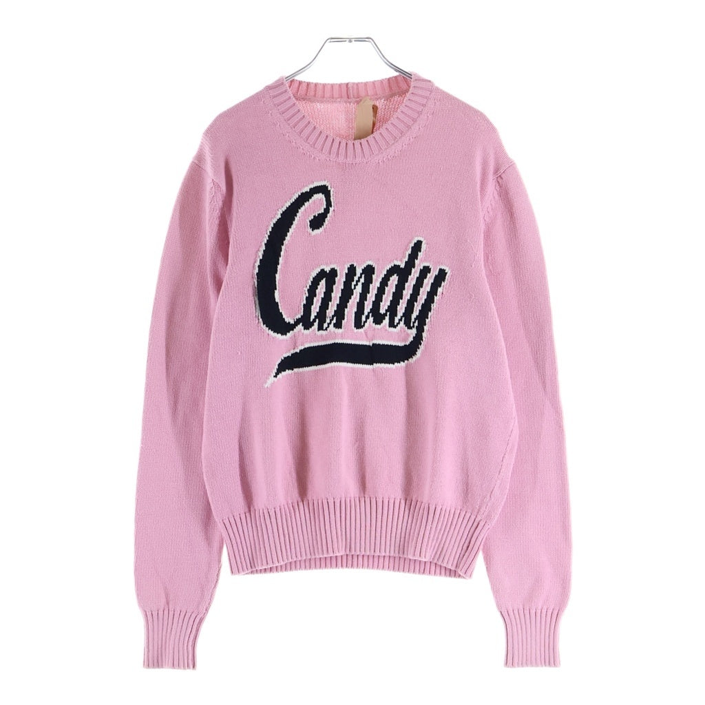 N21 numero ventuno(ヌメロ ヴェントゥーノ) Candy Embroidery Knit キャンディー 刺繍長袖ニット クルーネック コットン ナイロン ピンク P21EN2M レディース