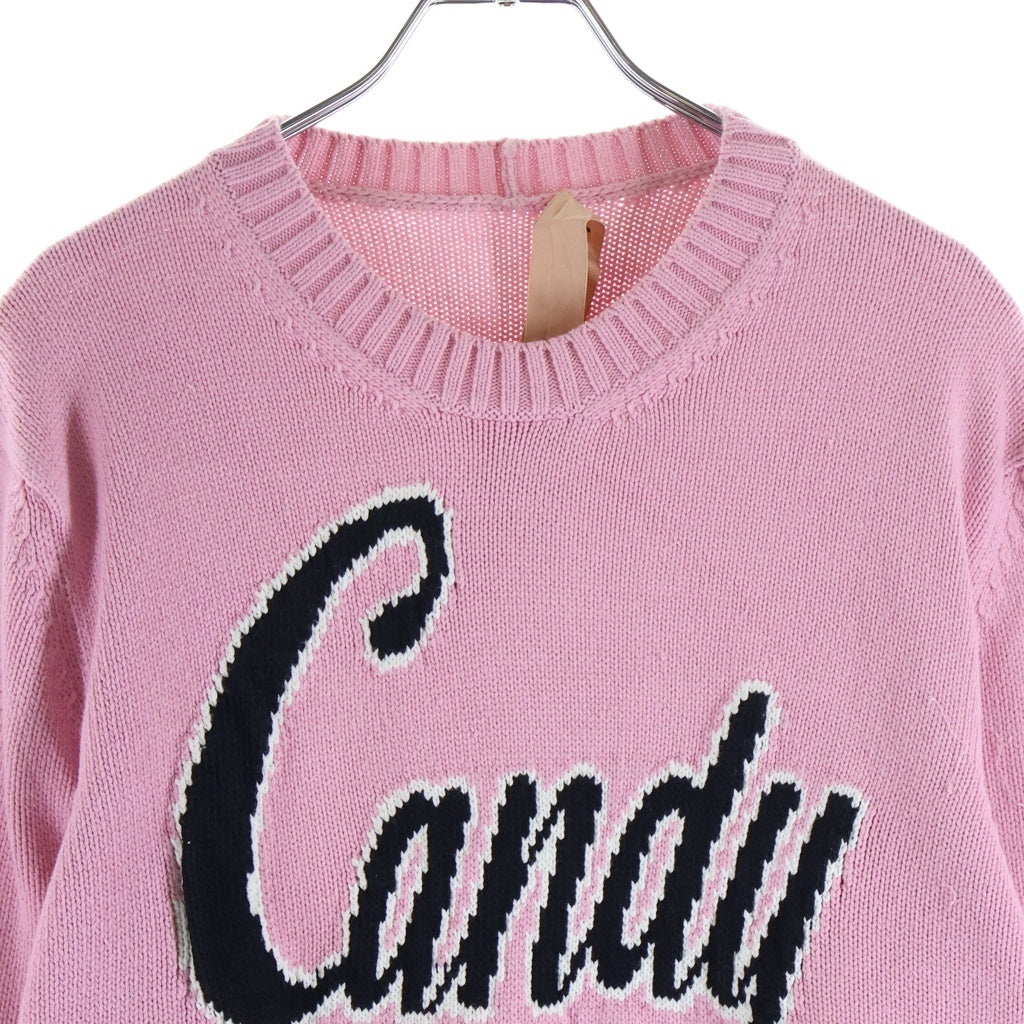 N21 numero ventuno(ヌメロ ヴェントゥーノ) Candy Embroidery Knit キャンディー 刺繍長袖ニット クルーネック コットン ナイロン ピンク P21EN2M レディース