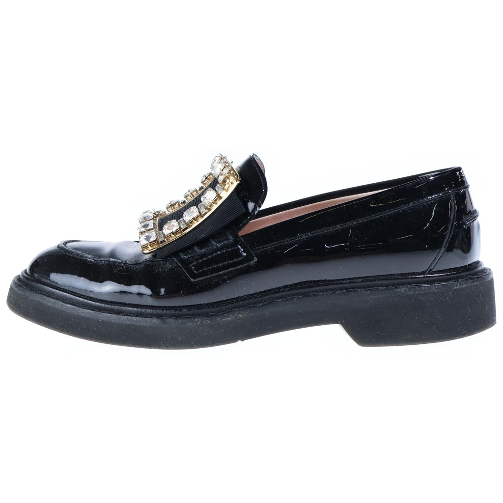 Roger Vivier(ロジェヴィヴィエ) ヴィヴ レンジャー パテントレザー ローファー シューズ 革靴 ストラスバックル ブラック RVW54825880D1PB999 レディース