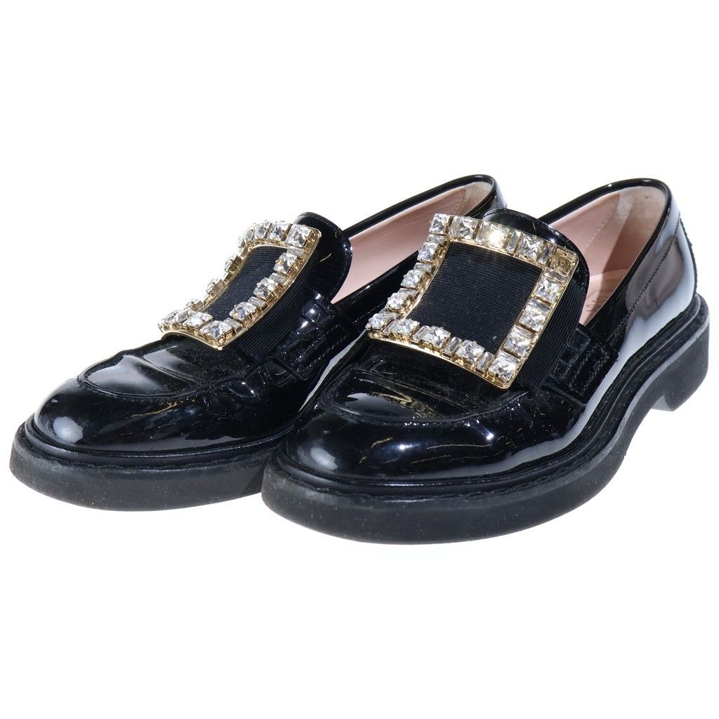 Roger Vivier(ロジェヴィヴィエ) ヴィヴ レンジャー パテントレザー ローファー シューズ 革靴 ストラスバックル ブラック RVW54825880D1PB999 レディース