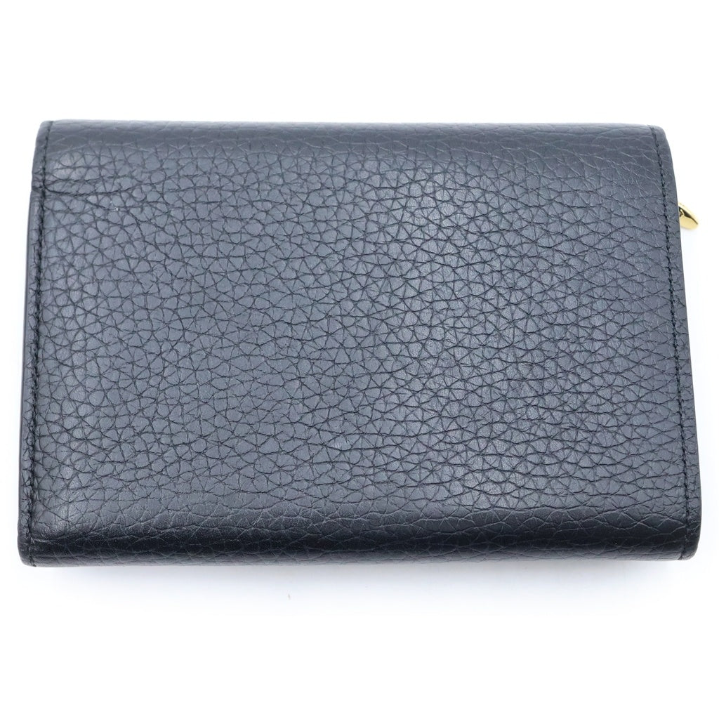 LOUIS VUITTON(ルイヴィトン) ポルトフォイユ・カプシーヌ 三つ折り財布 コンパクトウォレット コインケース ブラック ノワール レザー M82764 ゴールド金具 レディース