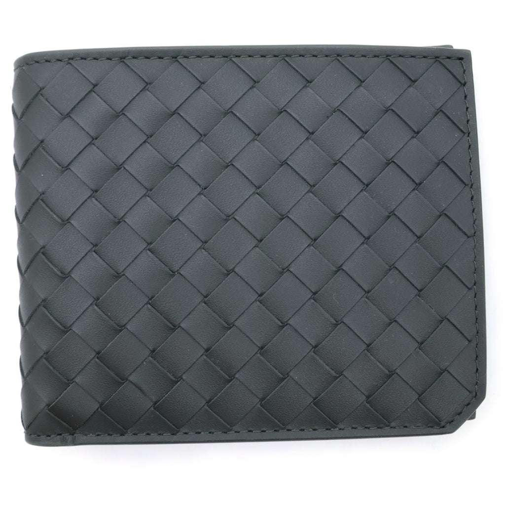 BOTTEGA VENETA(ボッテガヴェネタ) イントレチャート 二つ折り財布 コンパクトウォレット ブラック レザー