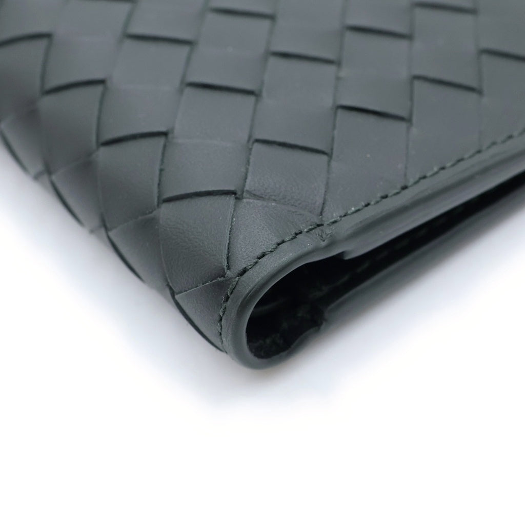 BOTTEGA VENETA(ボッテガヴェネタ) イントレチャート 二つ折り財布 コンパクトウォレット ブラック レザー
