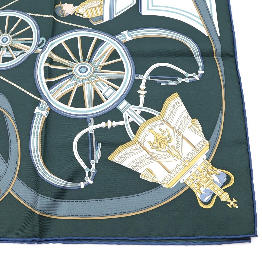 HERMES(エルメス) カレ90 ステイトリー・ホイールズ スカーフ グリーン シルク レディース