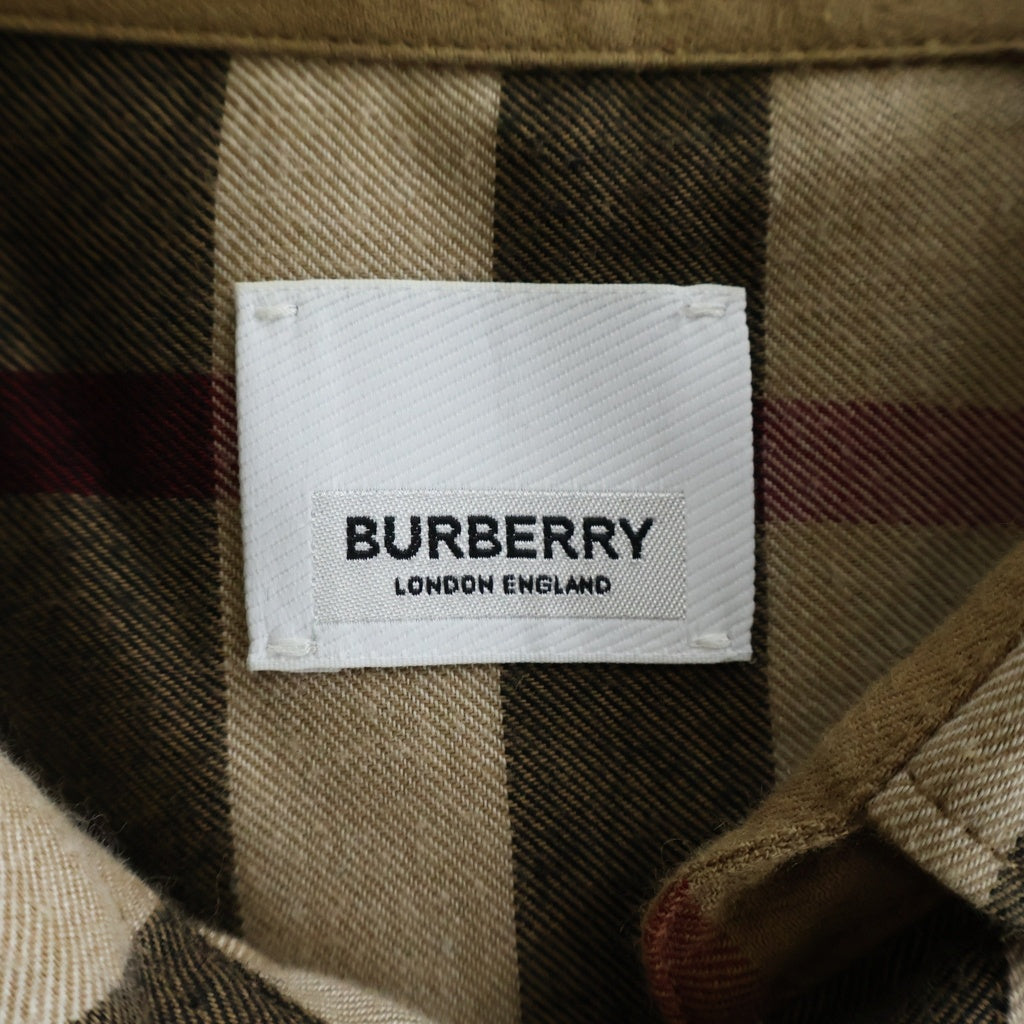 BURBERRY(バーバリー) チェックネルシャツ ブラウス ベージュ×ブラック コットン 4565531