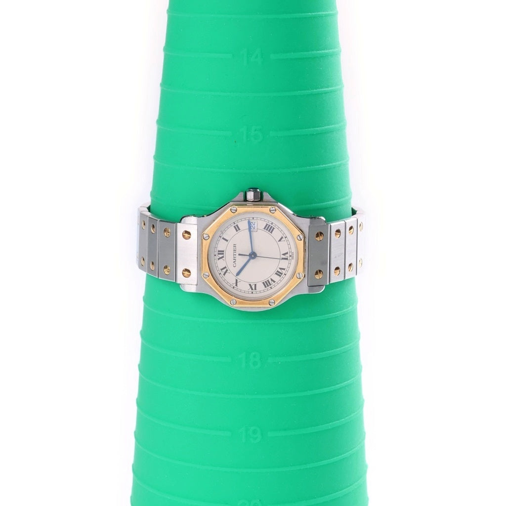 Cartier(カルティエ) サントス オクタゴンLM 白文字盤 ステンレス K18YG クォーツウォッチ 腕時計 シルバー/イエローゴールド W2001583