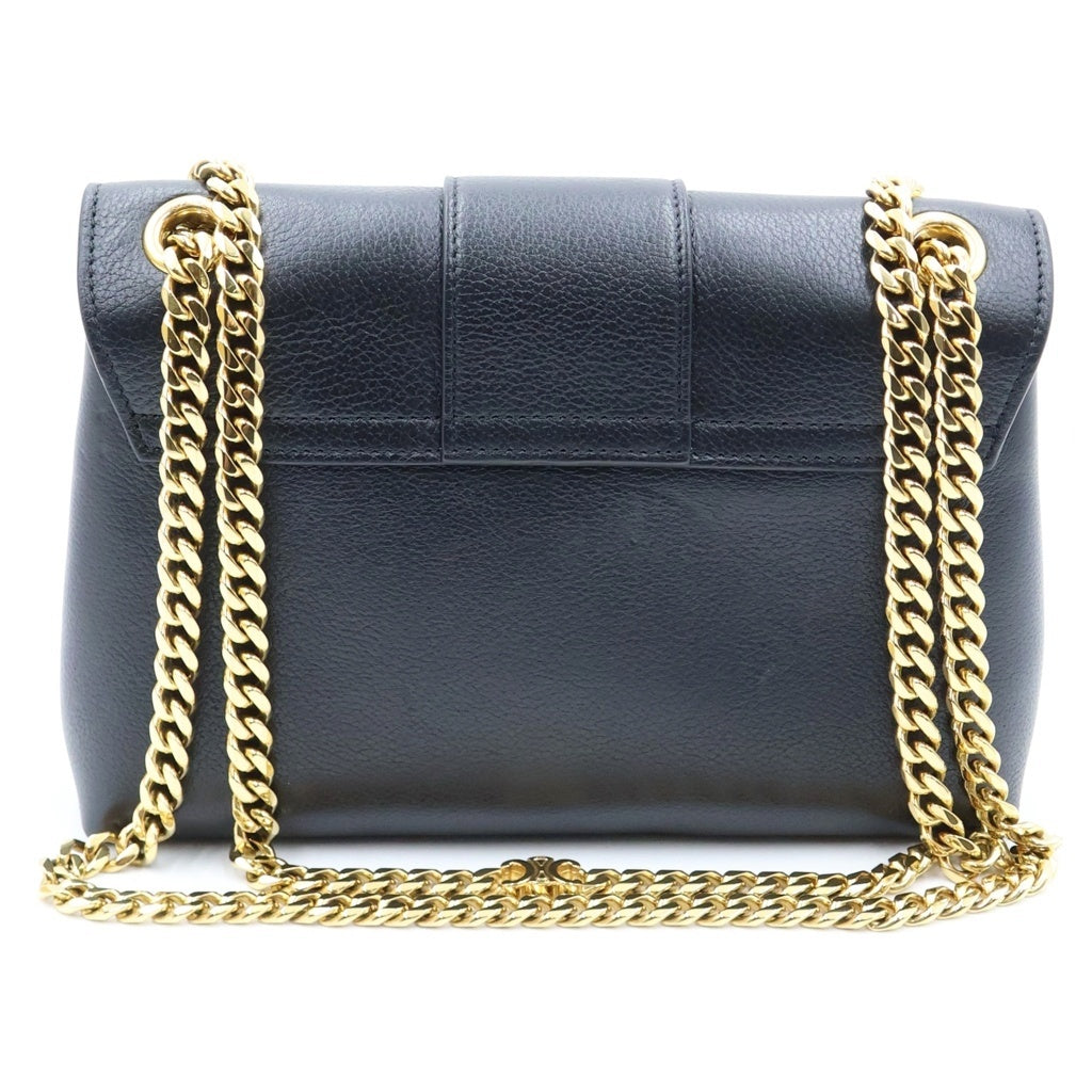 CELINE(セリーヌ) ヴィクトワール チェーンショルダーバッグ ティーン ブラック サプルカーフスキン 115853FDU.38NO ゴールド金具 レディース