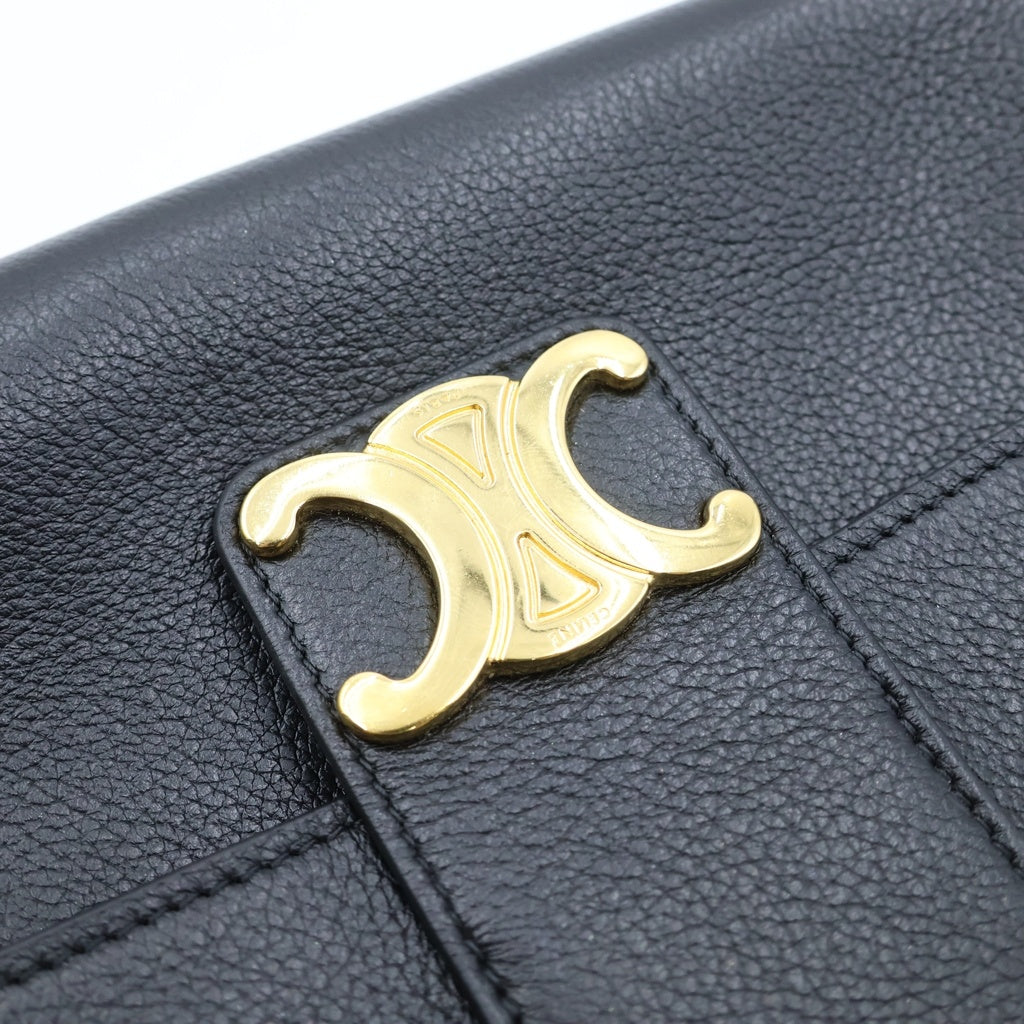 CELINE(セリーヌ) ヴィクトワール チェーンショルダーバッグ ティーン ブラック サプルカーフスキン 115853FDU.38NO ゴールド金具 レディース