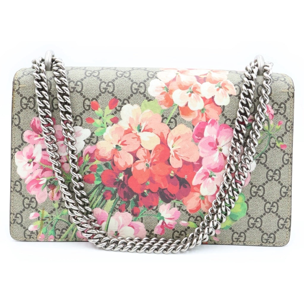 GUCCI(グッチ) ディオニュソス チェーンショルダーバッグ ベージュ×ピンク PVCコーティングキャンバス 400249 シルバー金具 レディース