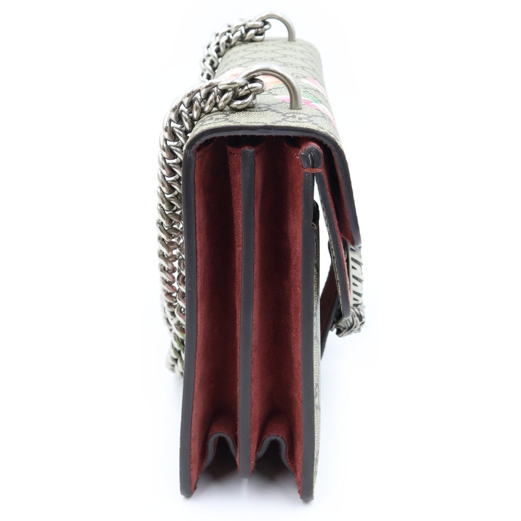 GUCCI(グッチ) ディオニュソス チェーンショルダーバッグ ベージュ×ピンク PVCコーティングキャンバス 400249 シルバー金具 レディース