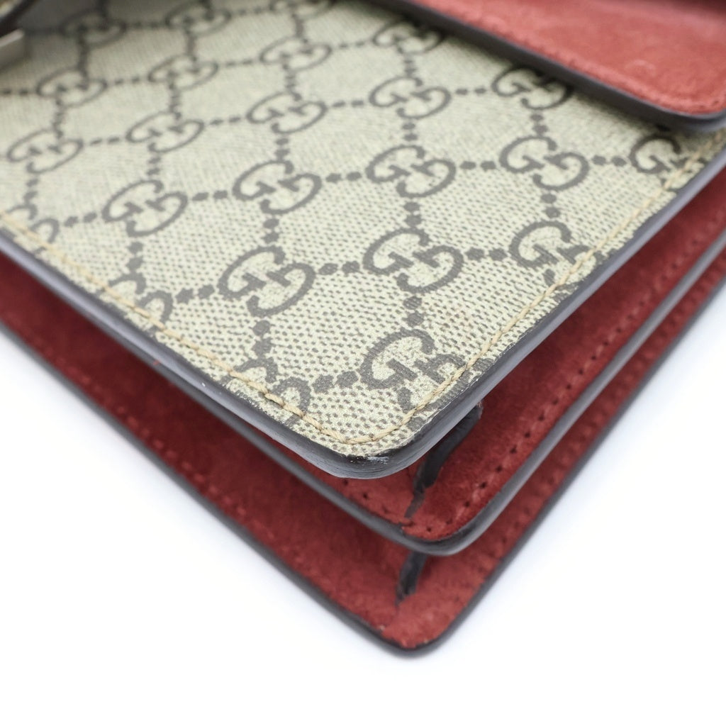 GUCCI(グッチ) ディオニュソス チェーンショルダーバッグ ベージュ×ピンク PVCコーティングキャンバス 400249 シルバー金具 レディース