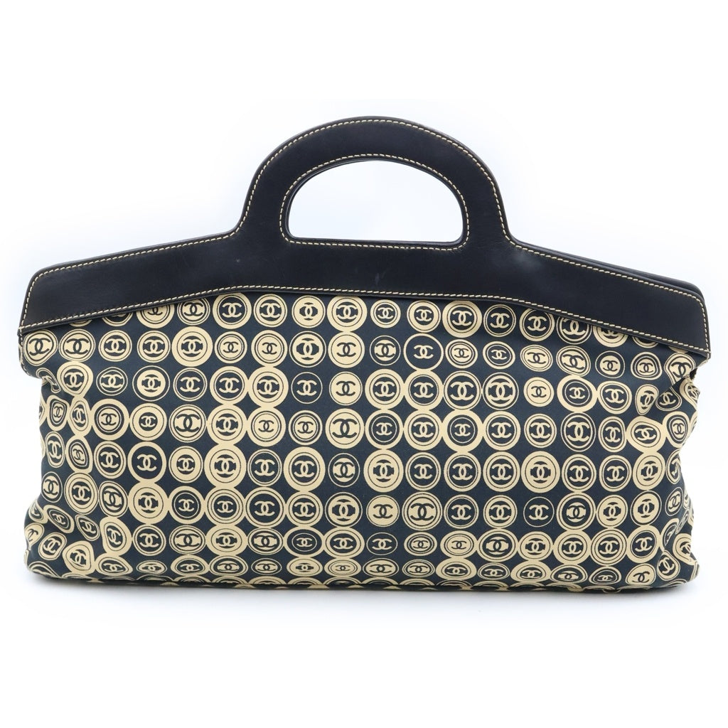 CHANEL(シャネル) ココマーク ハンドバッグ レザー コットン ブラック/ベージュ レディース