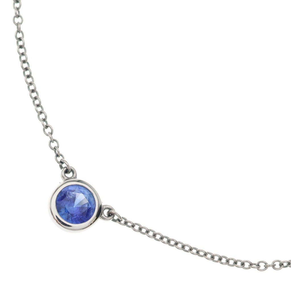 TIFFANY & Co.(ティファニー) バイザヤード サファイヤ ネックレス ペンダント チェーン プラチナ ブルー Pt950 レディース