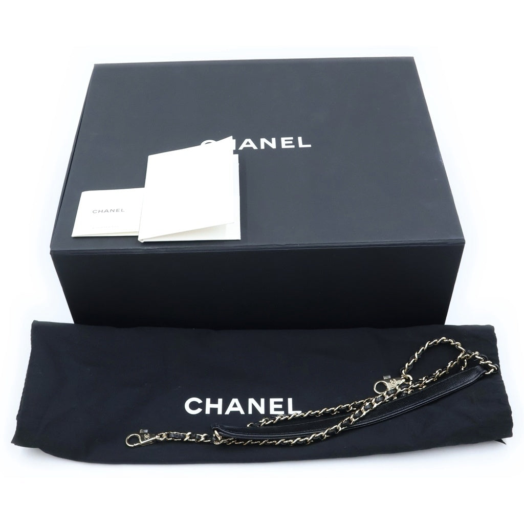 CHANEL(シャネル) トップハンドルXS 2WAYハンドバッグ チェーンショルダーバッグ ブラック キャビアスキン A92990 プレート ゴールド金具 レディース