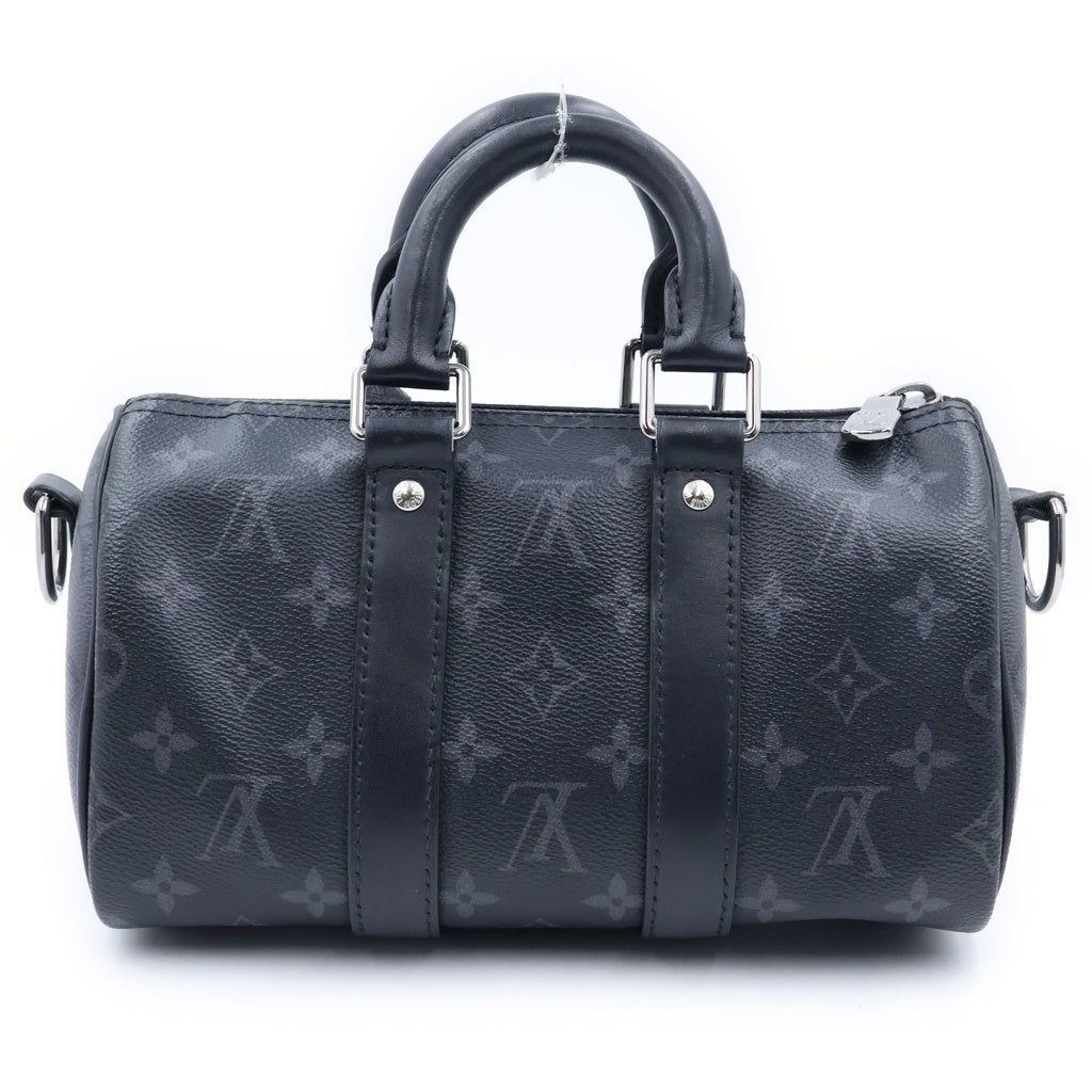 LOUIS VUITTON(ルイヴィトン) モノグラム・エクリプス キーポルバンドリエール25 PVC レザー シルバー金具 2WAY ハンドバッグ ショルダーバッグ ICタイプ ブラック M46271 レディース
