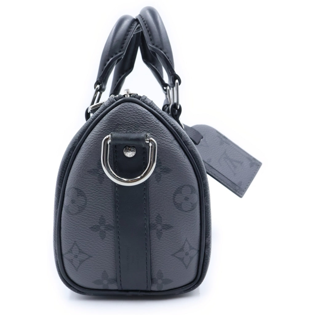 LOUIS VUITTON(ルイヴィトン) モノグラム・エクリプス キーポルバンドリエール25 PVC レザー シルバー金具 2WAY ハンドバッグ ショルダーバッグ ICタイプ ブラック M46271 レディース