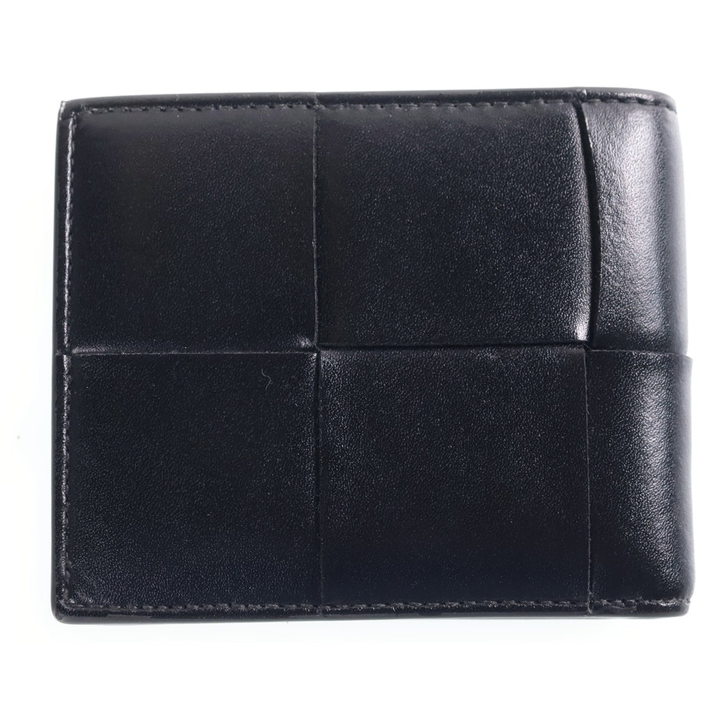 BOTTEGA VENETA(ボッテガヴェネタ) マキシイントレチャート コンパクトウォレット 二つ折り財布 ブラック×グリーン レザー レディース