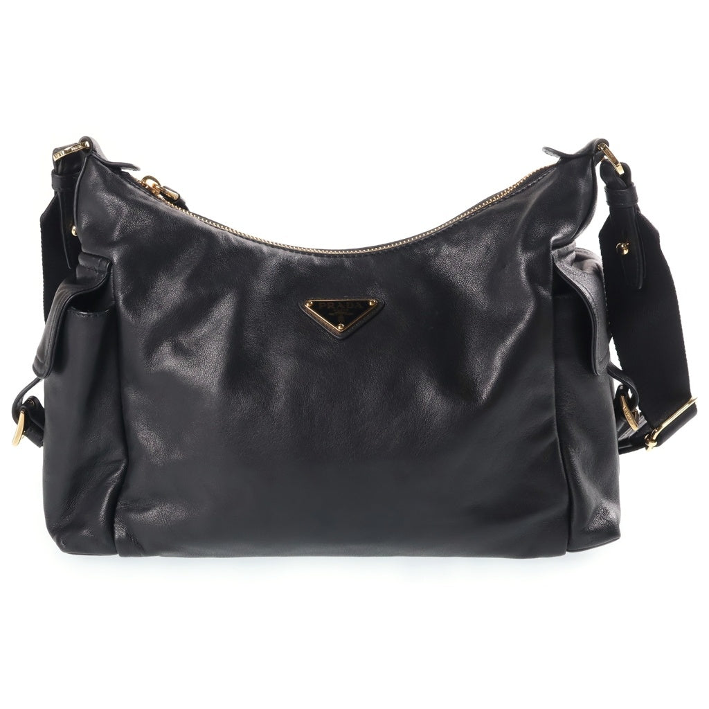 PRADA(プラダ) Re-Nylon エクスプローラ ショルダーバッグ ブラック レザー 1BC264 ゴールド金具
