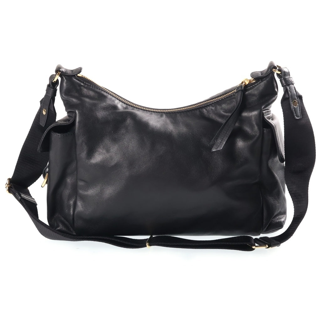 PRADA(プラダ) Re-Nylon エクスプローラ ショルダーバッグ ブラック レザー 1BC264 ゴールド金具