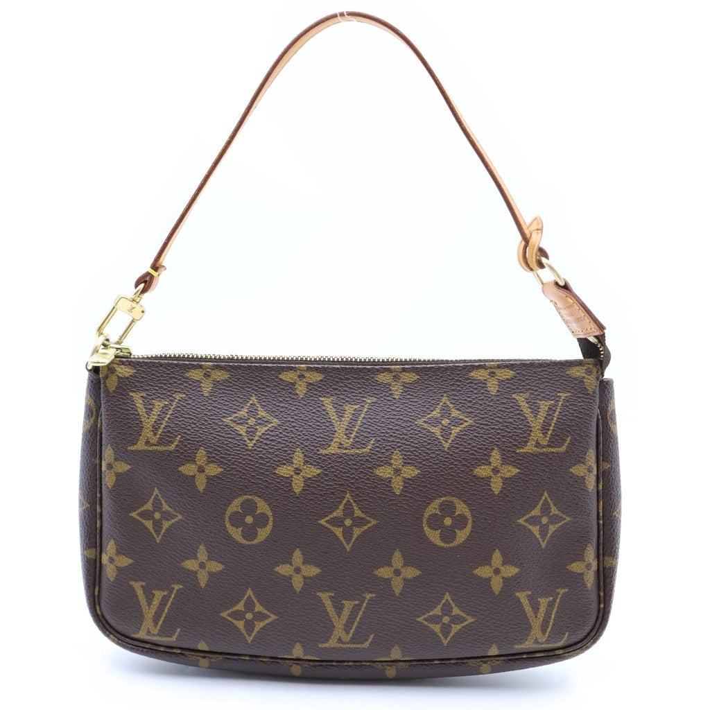 LOUIS VUITTON(ルイヴィトン) モノグラム ポシェットアクセソワール ハンドバッグ ミニバッグ ブラウン レザー×PVC M51980 ゴールド金具 レディース