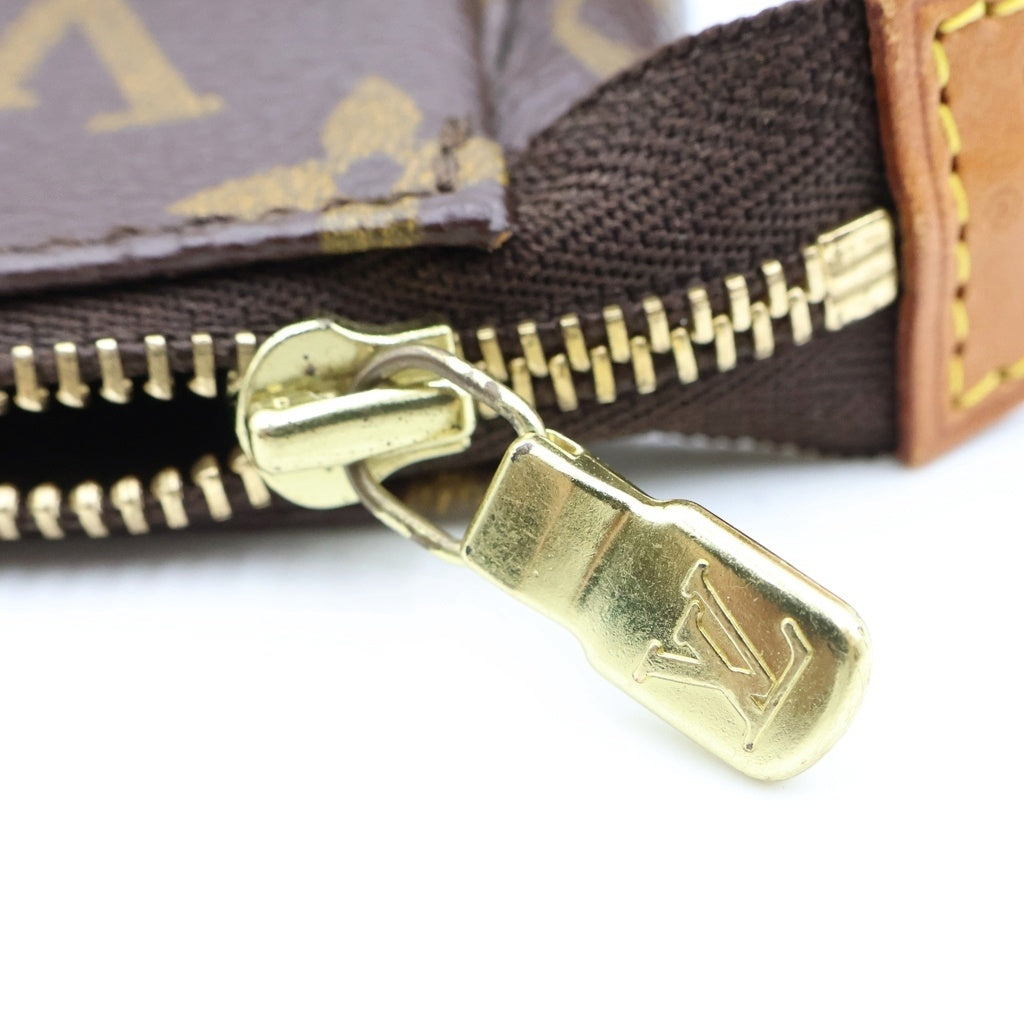 LOUIS VUITTON(ルイヴィトン) モノグラム ポシェットアクセソワール ハンドバッグ ミニバッグ ブラウン レザー×PVC M51980 ゴールド金具 レディース