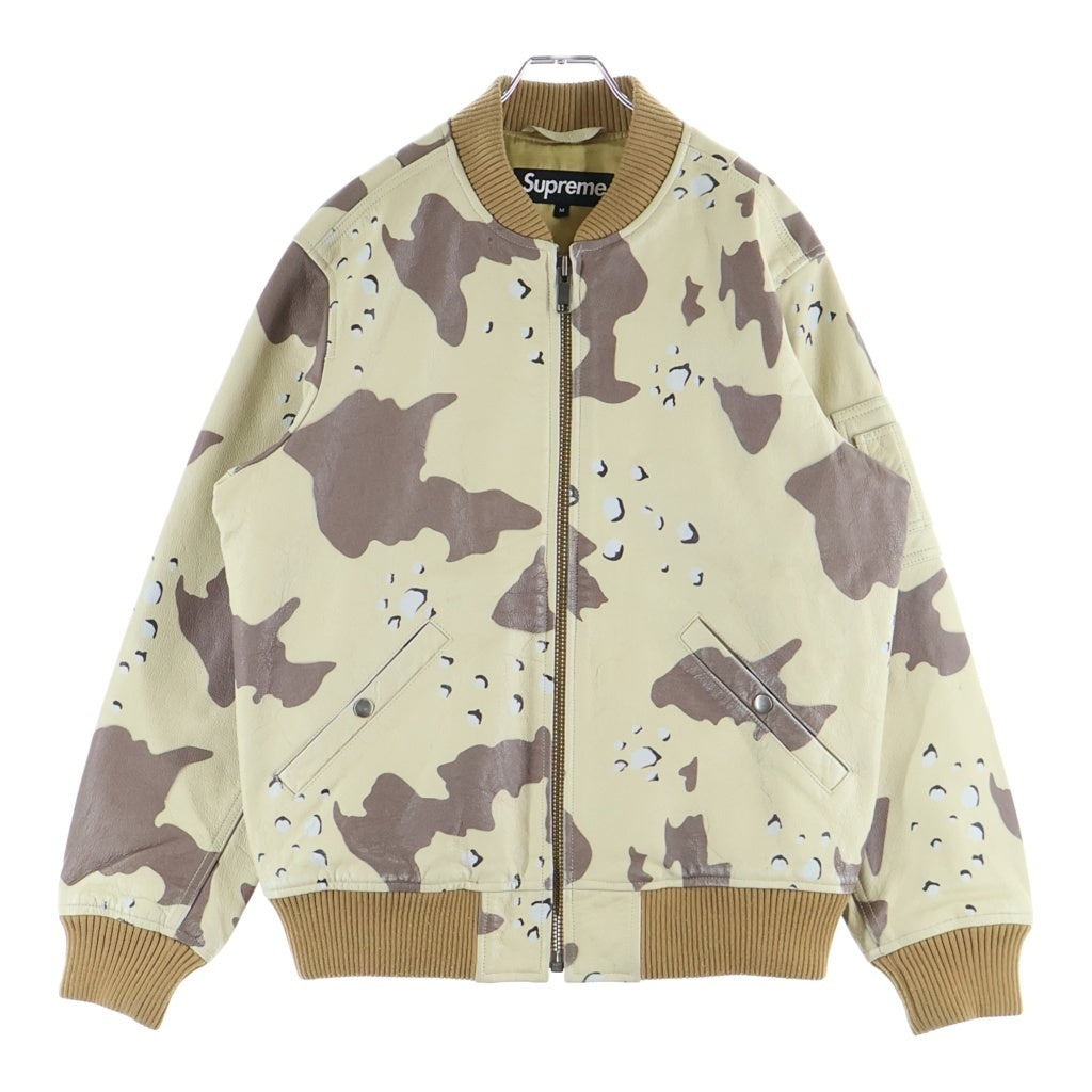 SUPREME(シュプリーム) 17SS Leather MA-1 Jacket Desert Camo レザージャケット ライダース カモ柄 ベージュ