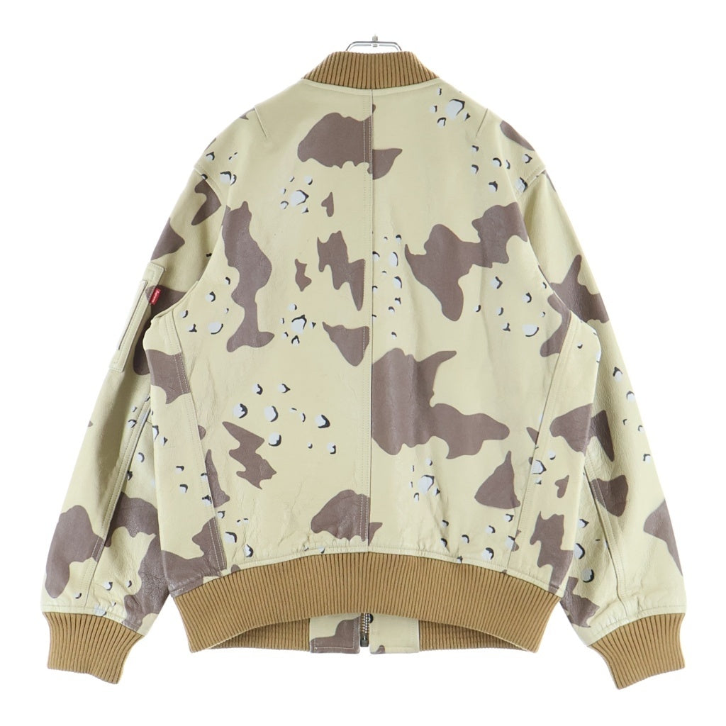 SUPREME(シュプリーム) 17SS Leather MA-1 Jacket Desert Camo レザージャケット ライダース カモ柄 ベージュ