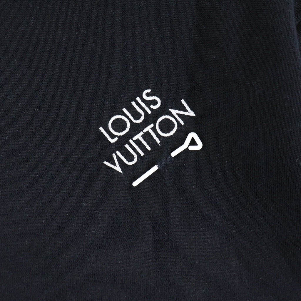 LOUIS VUITTON(ルイヴィトン) シグネチャーショートスリーブTシャツ ロゴ刺繍 半袖カットソー ブラック RM241Q OY8 HNN42W