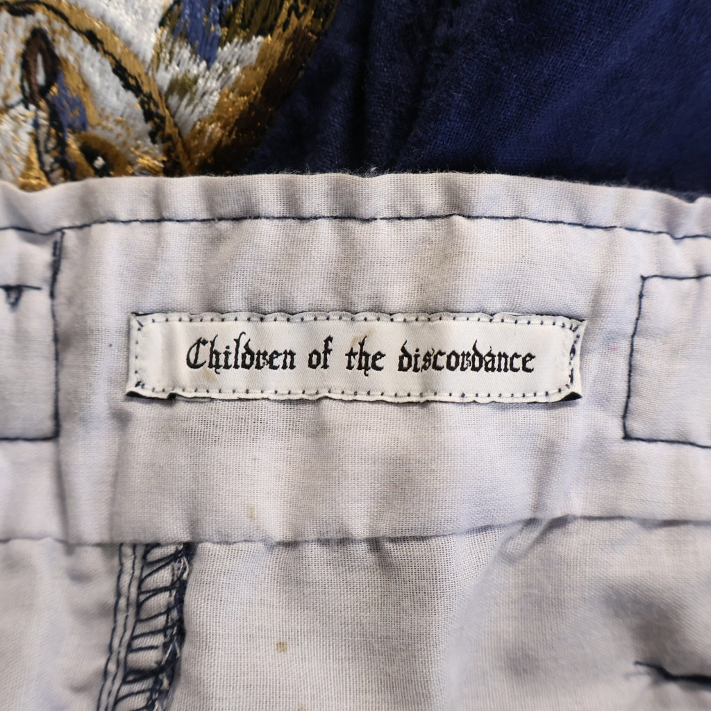 Children of the discordance(チルドレンオブザディスコーダンス) サイド刺繍 ベルテッドパンツ ネイビー C0TDPT-368