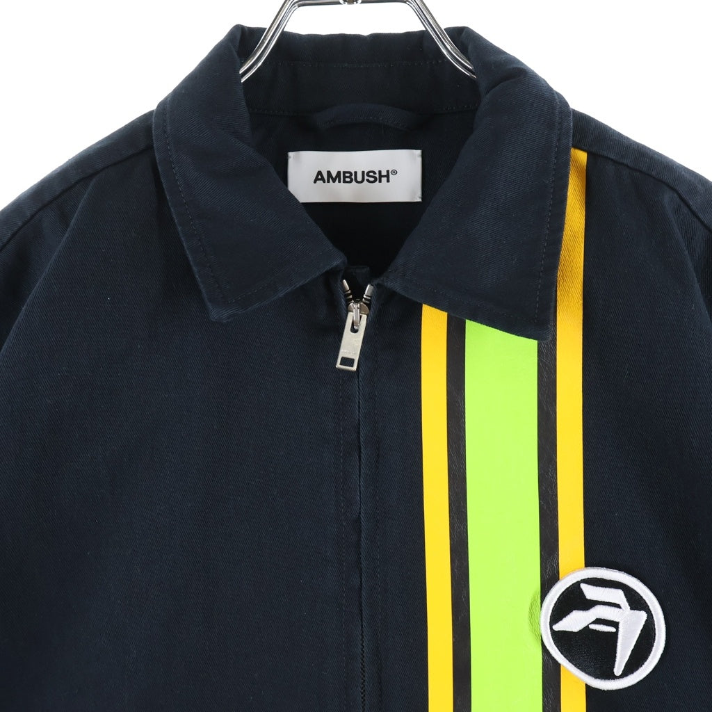 AMBUSH(アンブッシュ) 23SS ZIPPED UNISEX SHIRT ジップド ユニセックス ショートスリーブ半袖シャツ ジャケット ブラック BMGG001S23FAB001