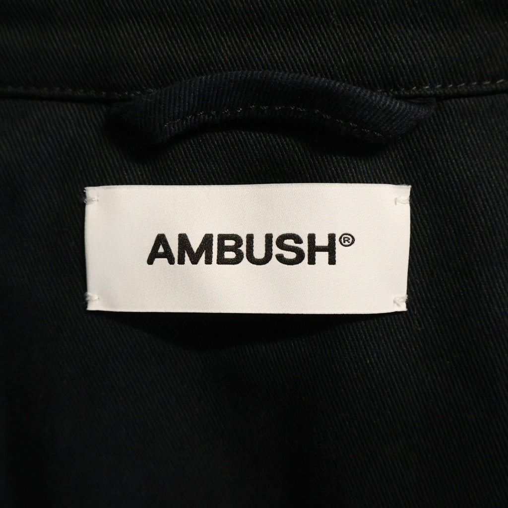 AMBUSH(アンブッシュ) 23SS ZIPPED UNISEX SHIRT ジップド ユニセックス ショートスリーブ半袖シャツ ジャケット ブラック BMGG001S23FAB001